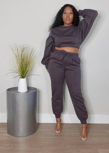  Cropped Sweater Jogger Set